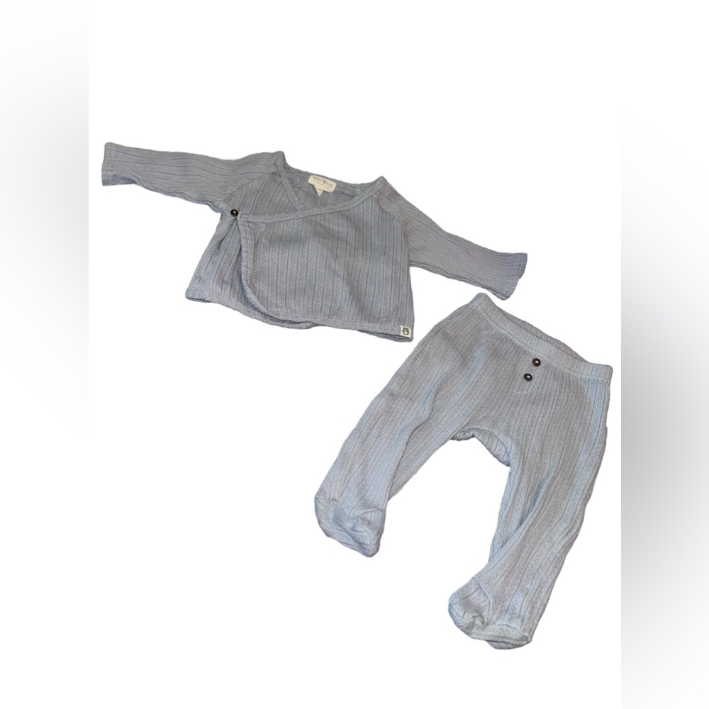 Rabbit and Bear infant blue thermal set